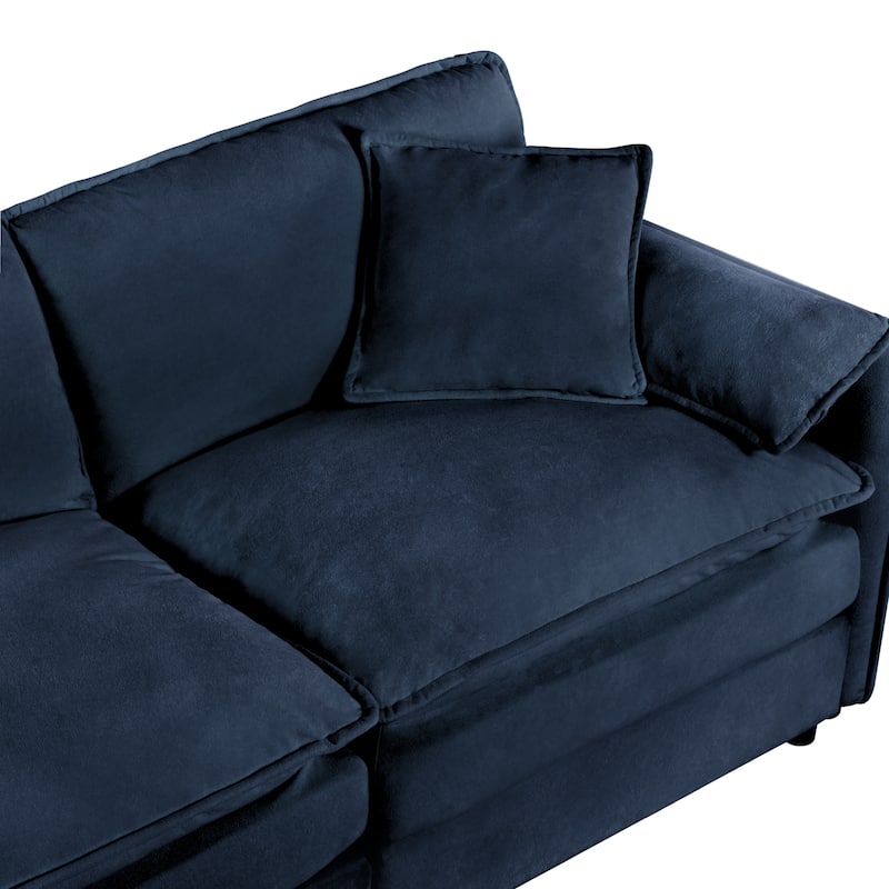 3-pieces Chenille Cloud Loveseat Sofa & Armchair Set with Deep Seat Couch and 3 Pillows