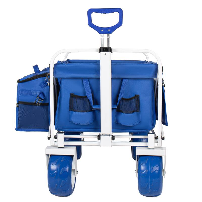 Beach Wagon Cart, 500lbs Heavy Duty Collapsible Folding Wagon, Oversized 150L, 9" PVC All-Terrain Wheels, Adjustable Handle