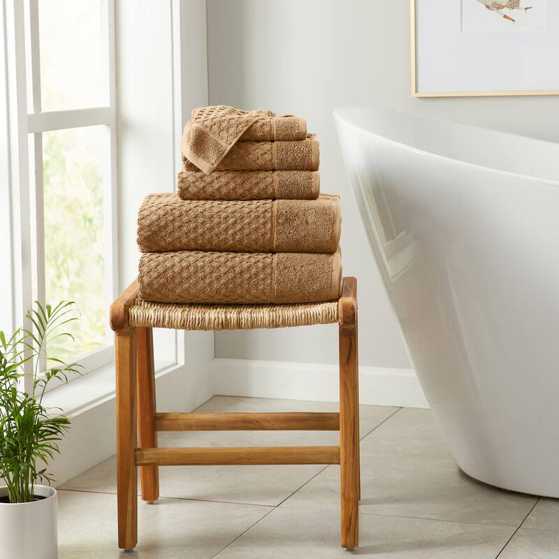 Linery & Co. Cotton Diamond Waffle Texture Bath Towels