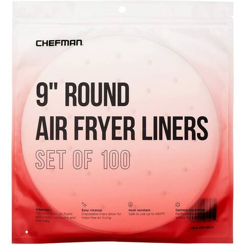 Chefman Disposable, Heat-Resistant Air Fryer Liners, 100 Pack, 9" Round
