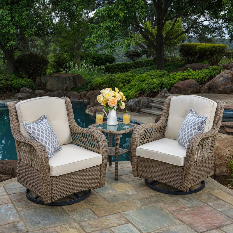 Rio Vista Outdoor Wicker Swivel Glider Chair Set (3-Piece)