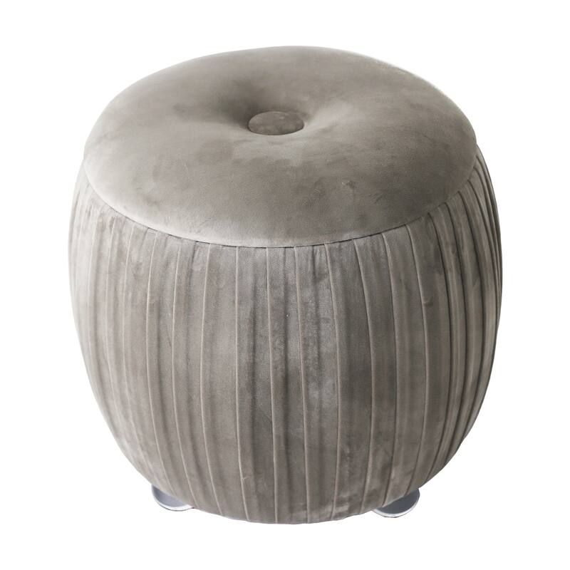 Backless Storage Stool with Velvet Upholstery
