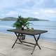 preview thumbnail 20 of 59, SAFAVIEH Outdoor Akita Folding Table with Umbrella Hole - 54.6" x 31.2" x 28.08"