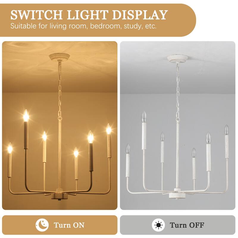 6-Light Candlestick Hanging Linear Chandelier Lighting Ceiling Light for Kitchen Island