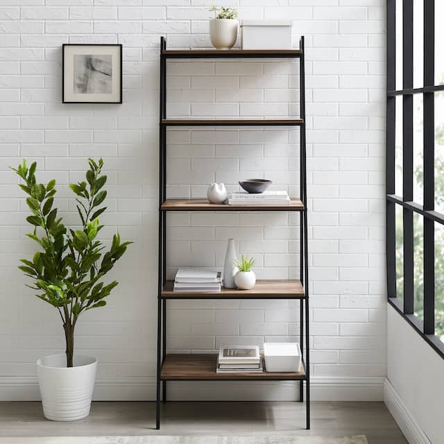Middlebrook Lahuri 72-inch Open Ladder 5-shelf Bookshelf - Rustic Oak