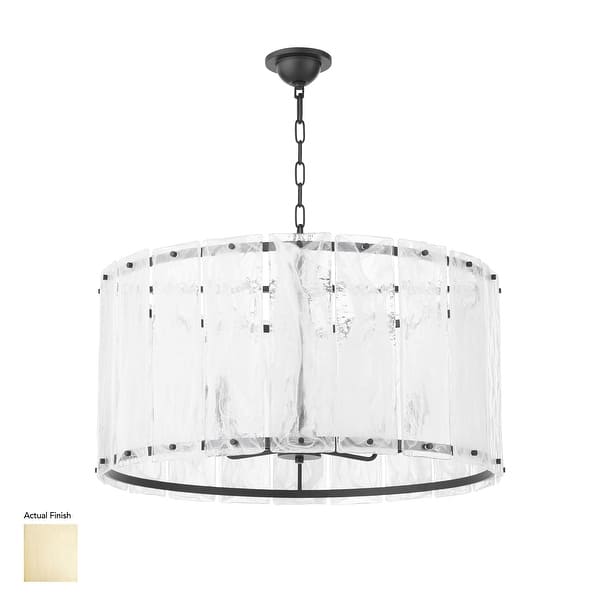 slide 2 of 5, Quorum International 8575-8 Prestige 8 Light 30" Wide Pendant with Aged Brass