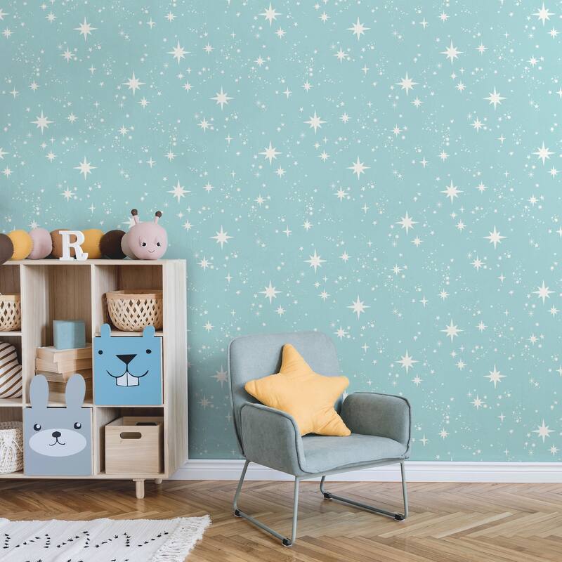 Advantage Twinkle Light Blue Starry Skies Wallpaper