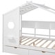preview thumbnail 12 of 11, Wooden Full House Bed w/2 Drawers, Kids Bed with Storage Shelf, White