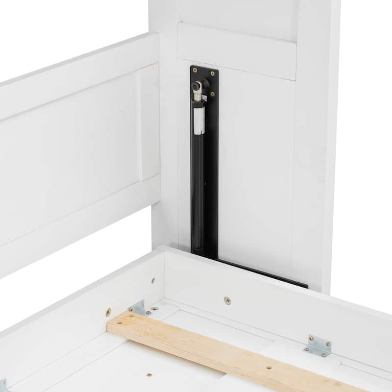 Roomfitters Full/Queen Size Murphy Bed with Desk, LED Light and Hydraulic Lift, Cabinet Design