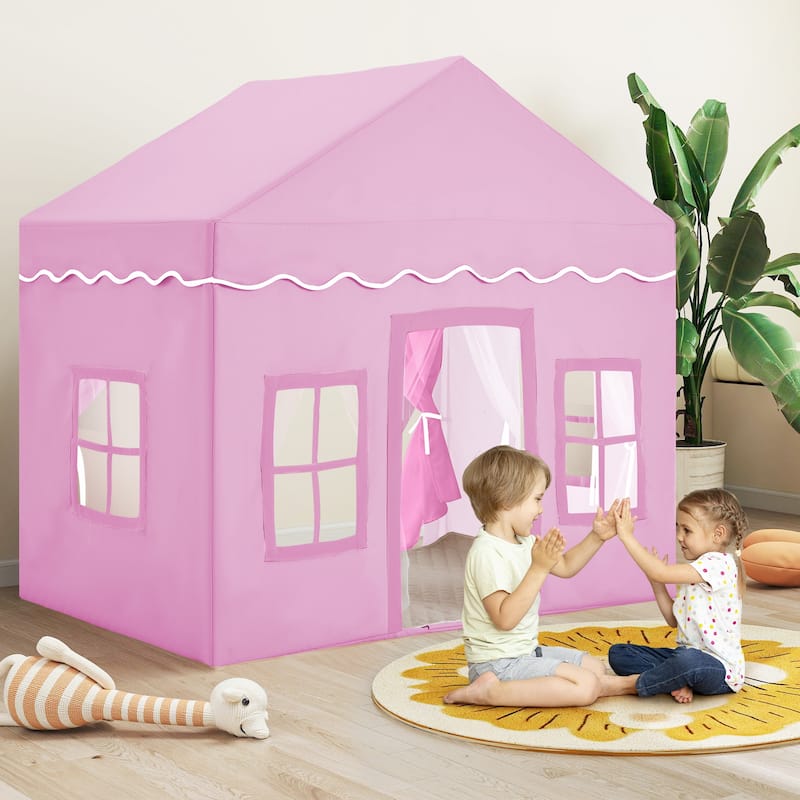 EROMMY Kids Tent Playhouse with LED Star Lights and Padded Mat, Large Indoor Toddler Tent for Boys and Girls.