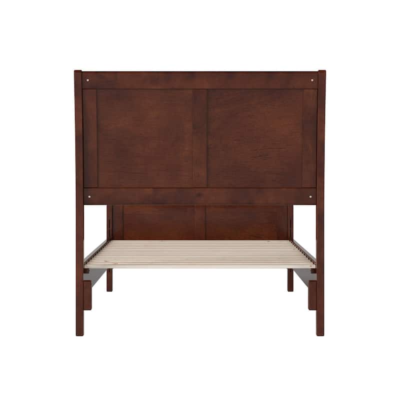 Solid Wood Sleigh Bed - Low Profile Platform Bed with Footboard - Twin Size Bed Frame