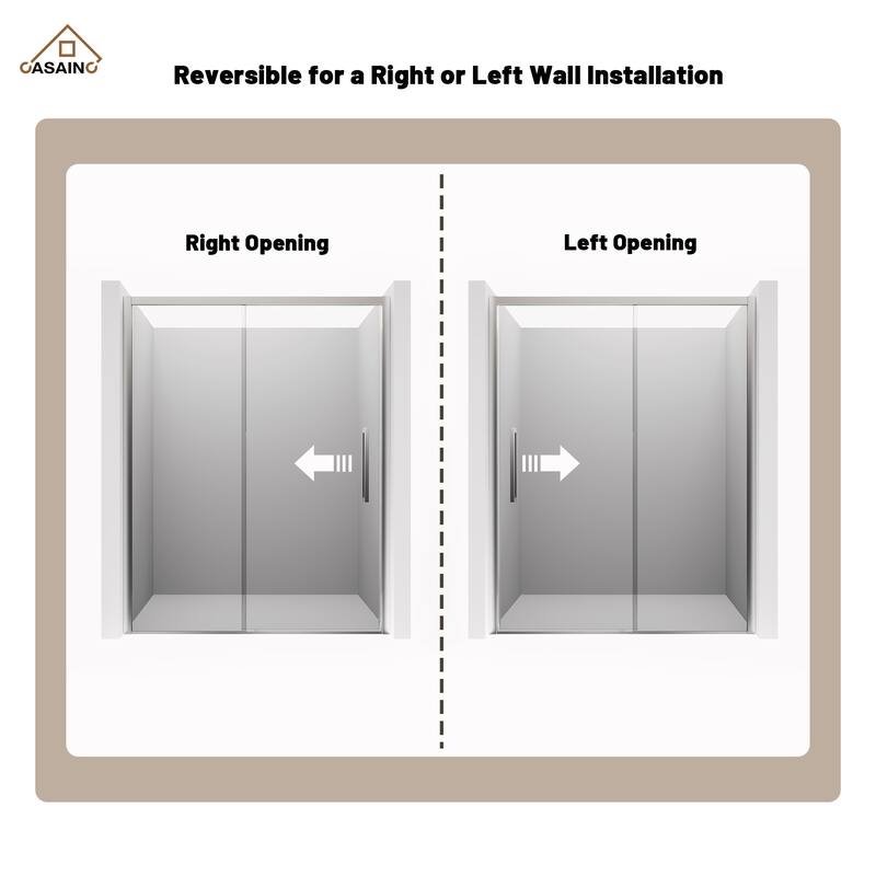 CASAINC 60 in. W x 76 in. H Sliding Framed Shower Door with SGCC Certification
