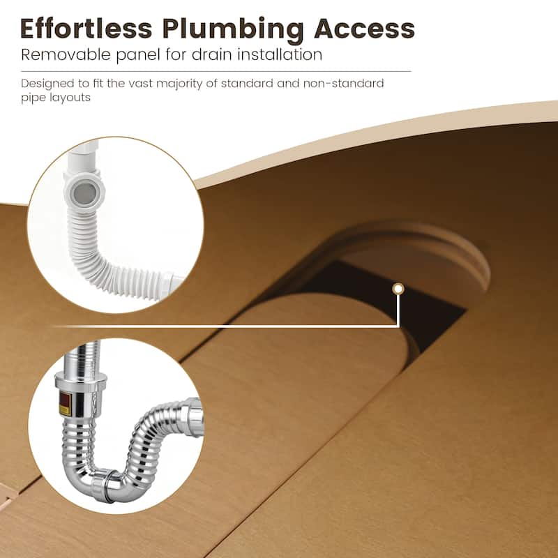 36" Freestanding Bathroom Vanity with Engineered Stone Top, Ceramic Sink, Built-In Power Outlet, and Soft-Close Doors