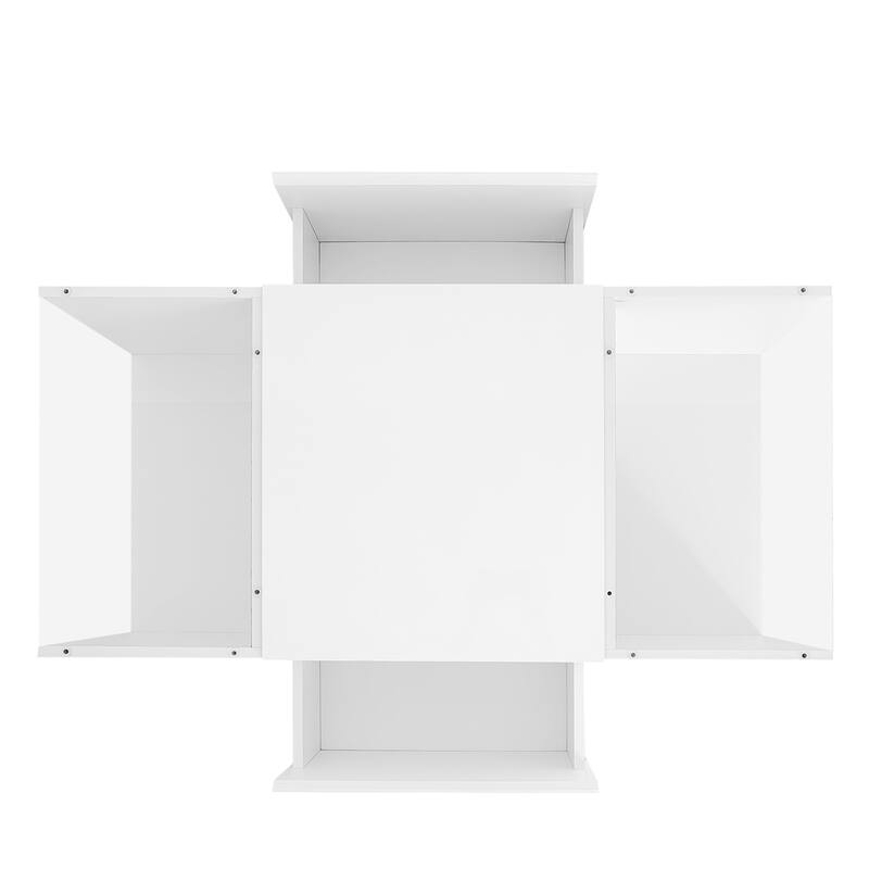 LED Coffee Table with 2 Drawers, Rectangle High Gloss Center Table, Modern Glass Tabletop Storage Table for Living Room
