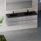 preview thumbnail 26 of 32, ABRUZZO Single Sink Wall Mount Floating Bath Vanity in Cement Grey with Black Quartz Sand Surface Top - 24"