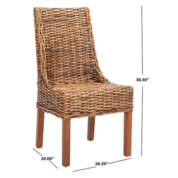 SAFAVIEH St. Thomas Wicker Brown Sloping Arm Chair (Set of 2) - 20" x 24" x 39"