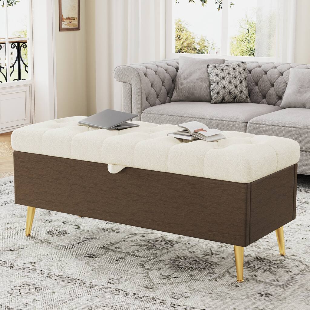 Modern Storage Ottoman Bench Upholstered Bedroom Bench