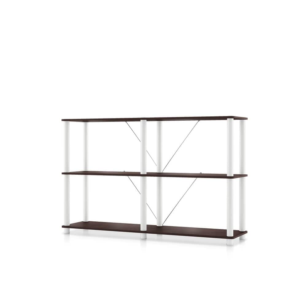 247 Shop At Home Modern Wood Shelving Unit with storage - Tier Shelves, Cube Ladder Shelf