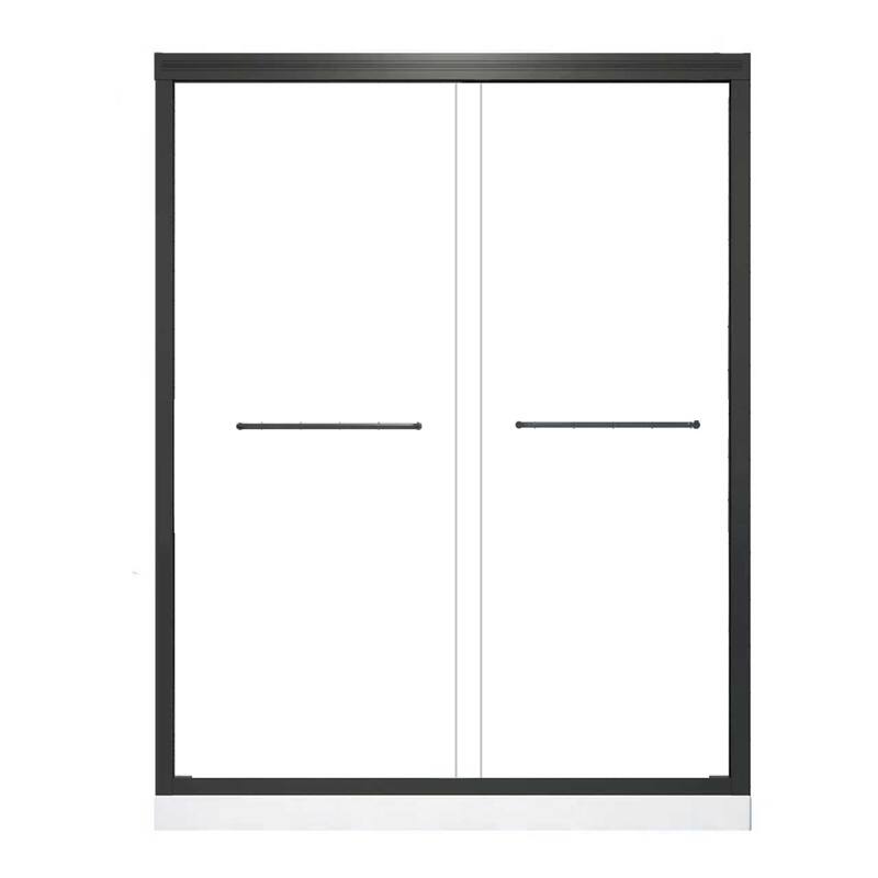 Half Frameless Double Sliding Glass Shower Door, 1/4 inch Tempered Glass