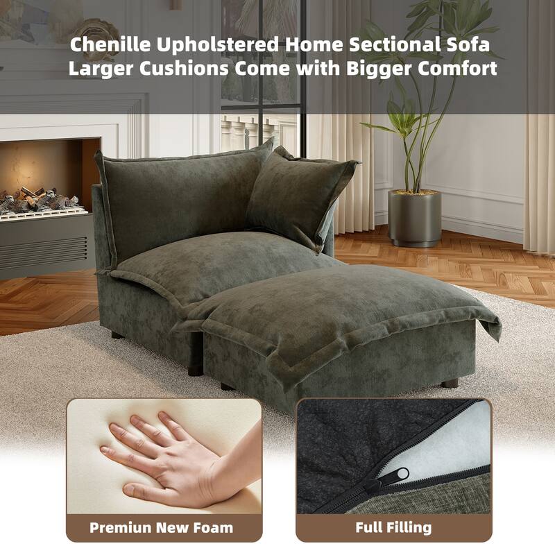 Modern Cloud Chaise Longue Accent Chair with Ottoman set