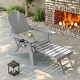 preview thumbnail 36 of 47, Bonosuki Folding Adirondack Chair with Retractable Ottoman and Cup Holder Lawn Outdoor Lounge Chair Light Gray