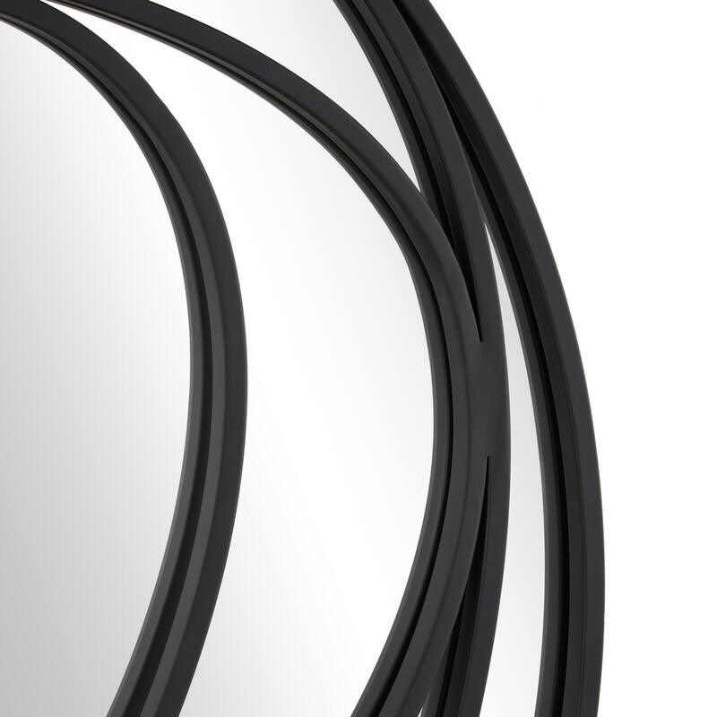 Black Metal Room Wall Mirror with Overlapping Circles - 1"W x 32"L x 32"H