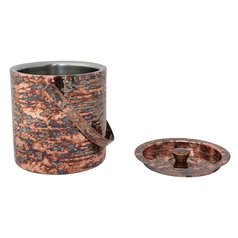 Hammered Oxidized Stainless Steel Ice Bucket