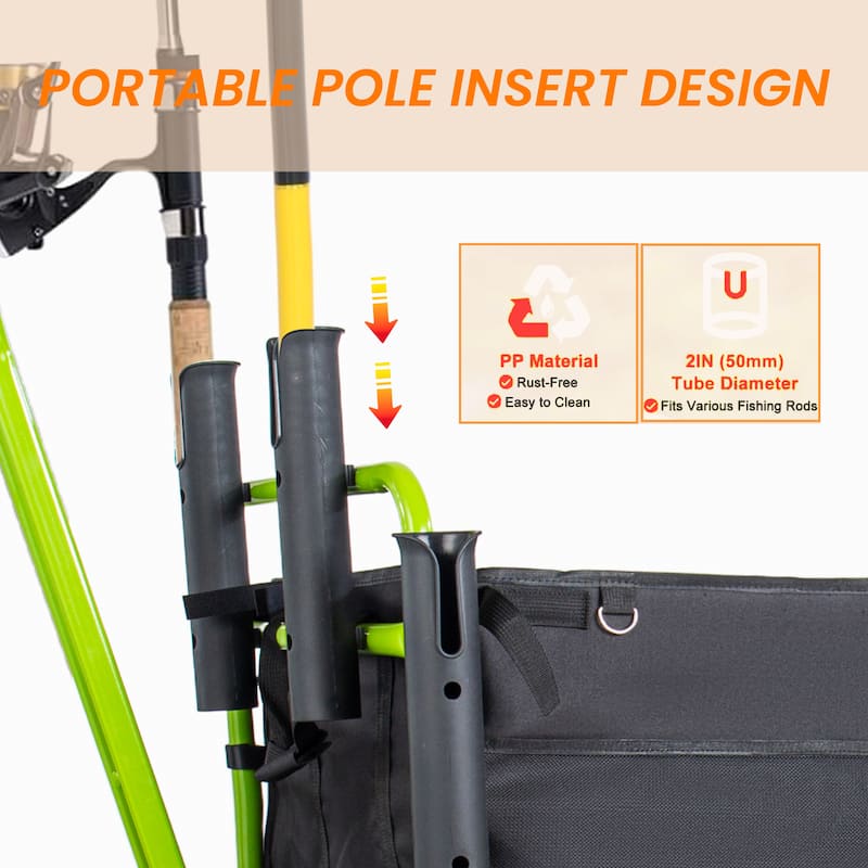 Beach Cart Collapsible Wagon 9.85"All-Terrain Wheels,Heavy Duty Garden Cart with Rod Holders,Umbrella Holder and Storage Pockets