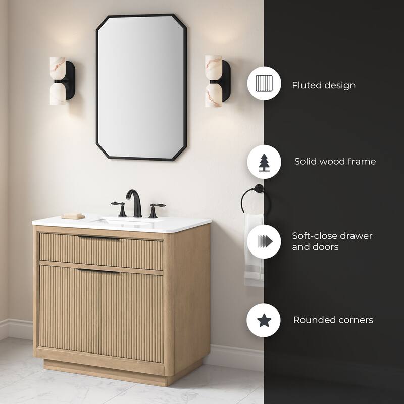 OVE Xander Bathroom Vanity with White Engineered Stone Top