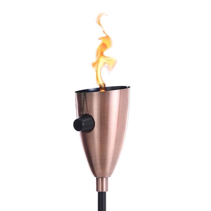 Set of Two Patio Torches Outdoor Copper and Black Metal Finish On
