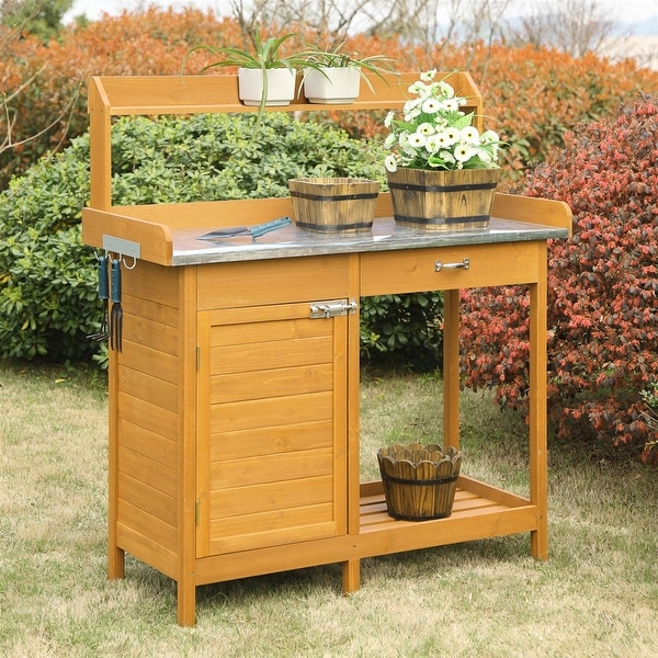 Stainless steel potting bench with deals sink