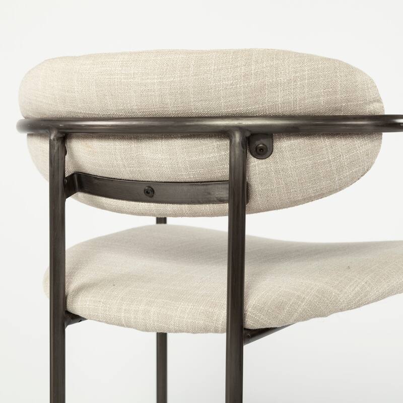 Parker Beige Fabric Seat with Dark Grey Metal Frame Counter Stool - 19.7L x 20.9W x 35.8H