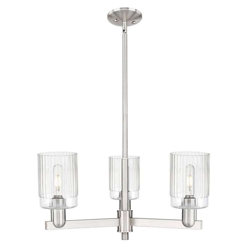 Innovations Lighting Endless Possibilities Arcadia - Hadley - 3 Light 26" Stem Hung Chandelier - Clear/Satin Nickel