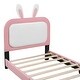 preview thumbnail 7 of 6, Twin size Upholstered Rabbit-Shape Princess Bed,Twin Size Platform Bed with Headboard and Footboard,White+Pink