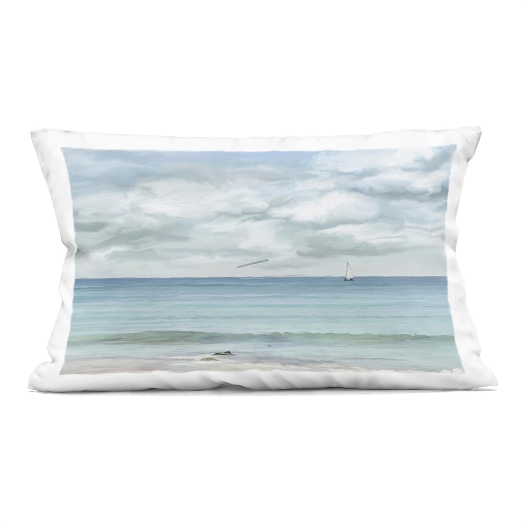 Stupell Tranquil Cloudy Beach View Decorative Printed Throw Pillow Design by Ramona Murdock