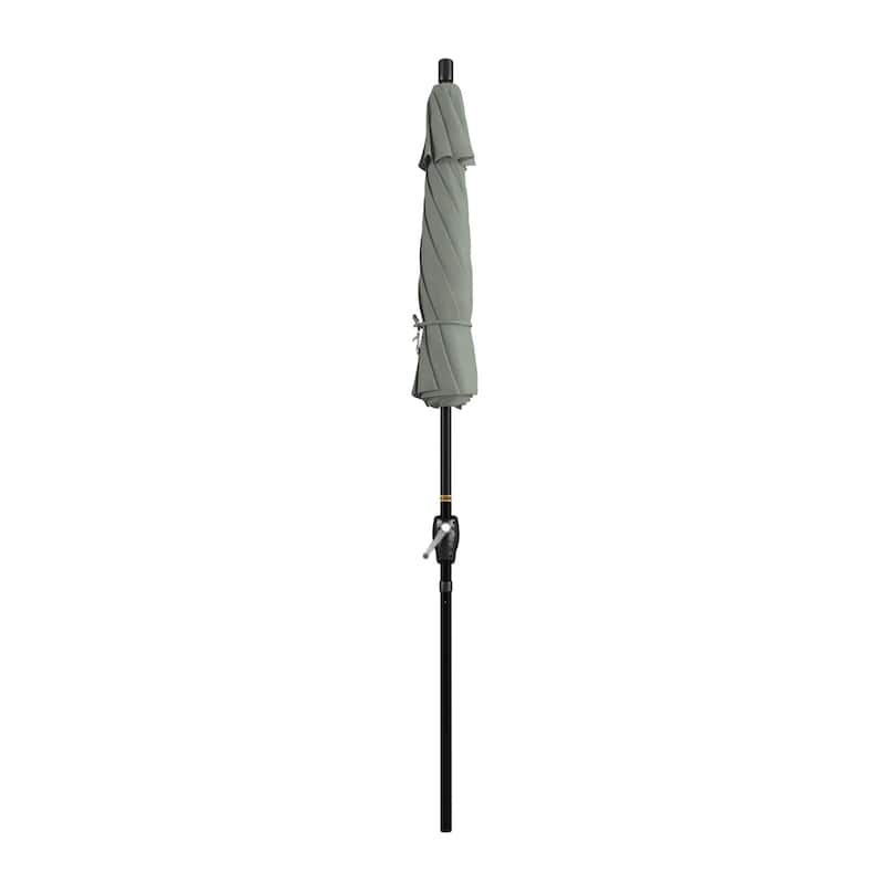 California Umbrella 75' Round Crank Lift Push Button Tilt Black Aluminum Patio Umbrella Sunbrella
