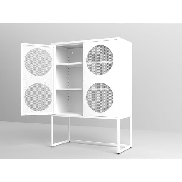 slide 2 of 10, Metal 2 Mesh Doors Storage Cabinet with 3 Shelves