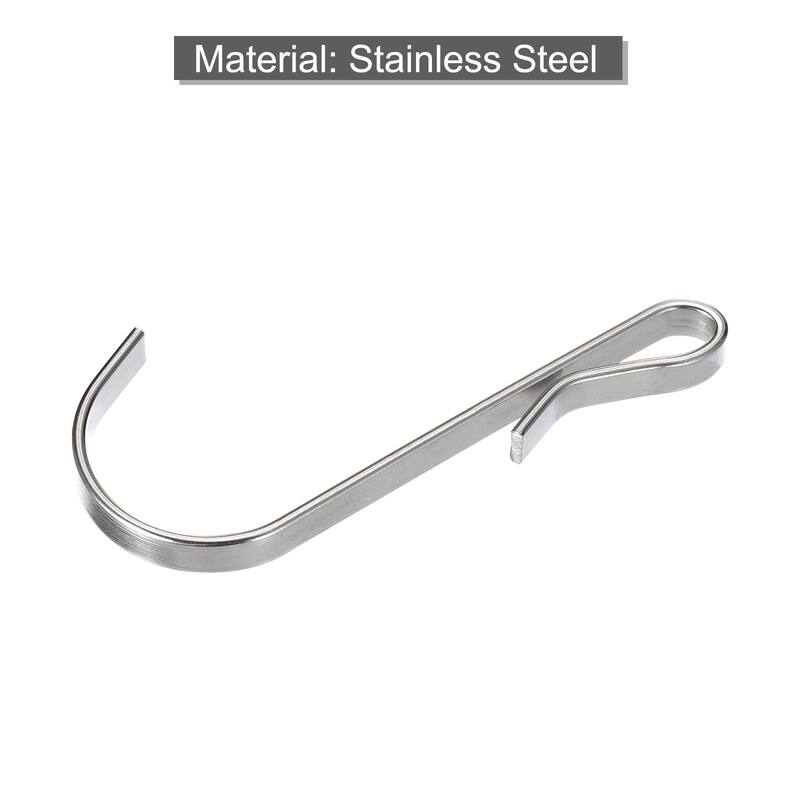 30pcs Stainless Steel J Shaped Hooks, Clip-on Hook Wire Rack Hook Silver