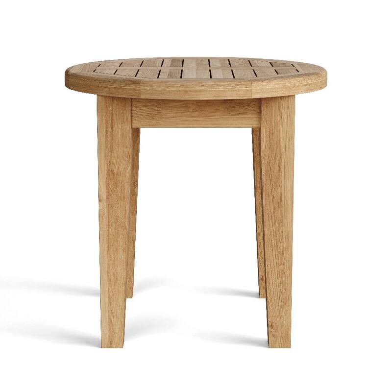 HomeRoots 20" Natural Rounded Solid Wood Outdoor Side Table