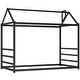 preview thumbnail 7 of 16, House Platform Bed with Roof and Chimney Design, Twin Size - Sturdy Metal Frame for Kids' Room, Black