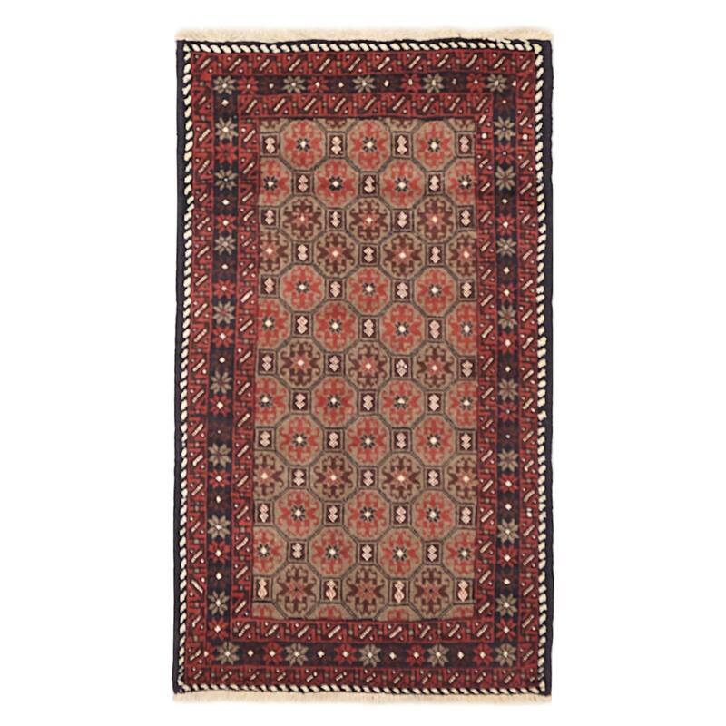 ECARPETGALLERY Hand-knotted Baluch Tan Wool Rug - 3'1 x 5'7