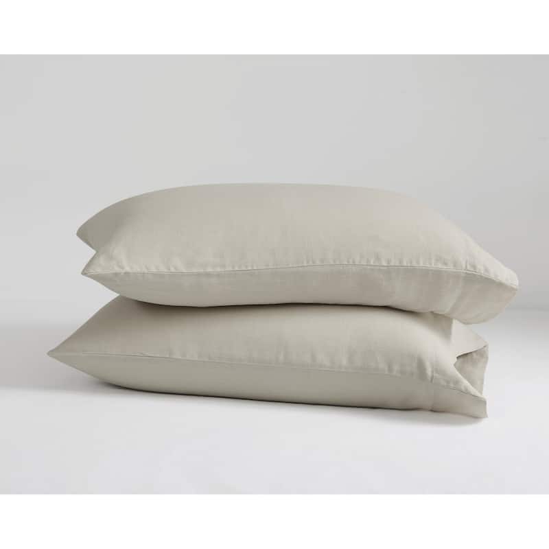 Brooklyn Loom 100% Natural Flax Linen Sheet Set and Pillowcase - King Pillowcase Pair - Natural
