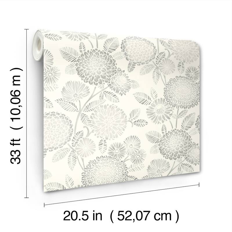 Chesapeake Zalipie Grey Floral Trail Wallpaper