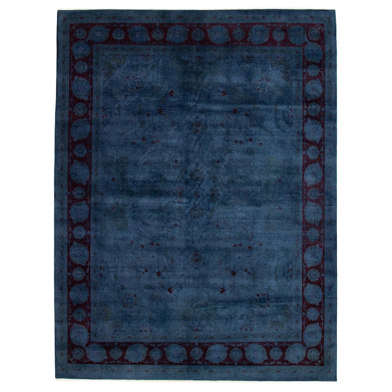 ECARPETGALLERY Hand-knotted Vibrance Navy Wool Rug - 9'0 x 11'9 - Navy - 9'0 x 11'9