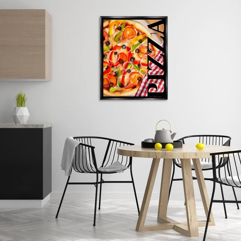 Stupell Gourmet Traditional Pizza Framed Floater Canvas Wall Art Design By Kim Allen