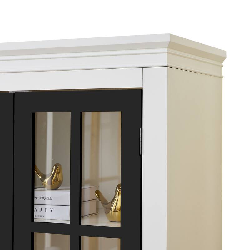 71.2" Curio Display Cabinet, Storage Shelves with Glass Door