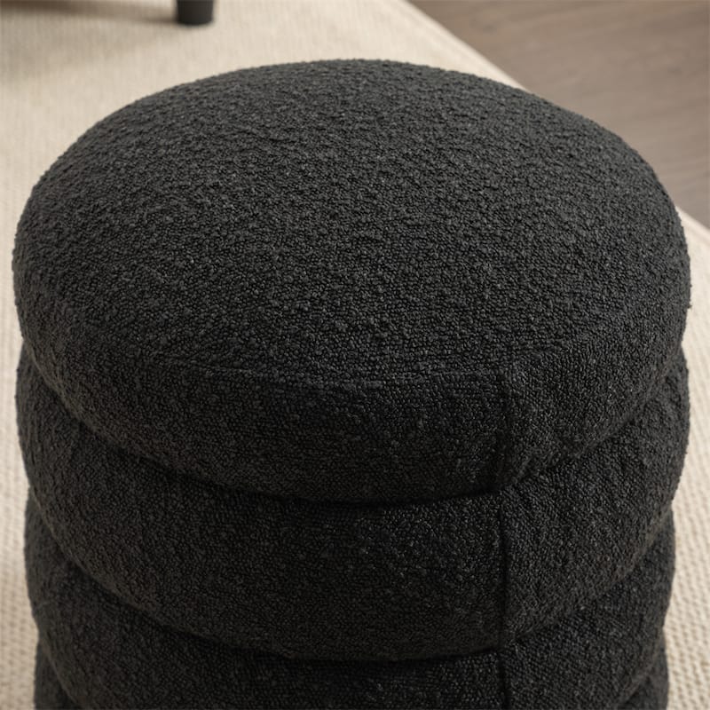 Soft Boucle Round Ottoman Footrest Stool