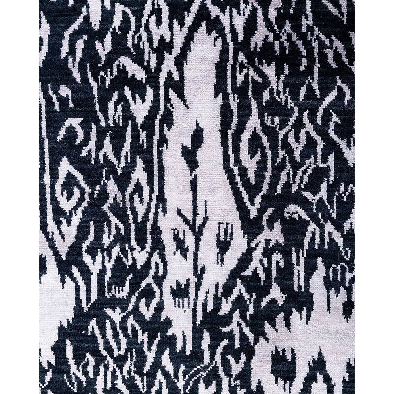 Ikat One-of-a-Kind Hand-Knotted Area Rug, Black - 8' 1" x 10' 4"