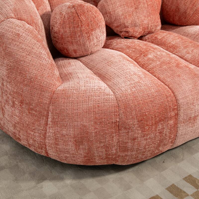 GDFStudio - Charlotte Plush Chenille Two-Seat Bean Bag Sofa for Living Room and Lounge Areas