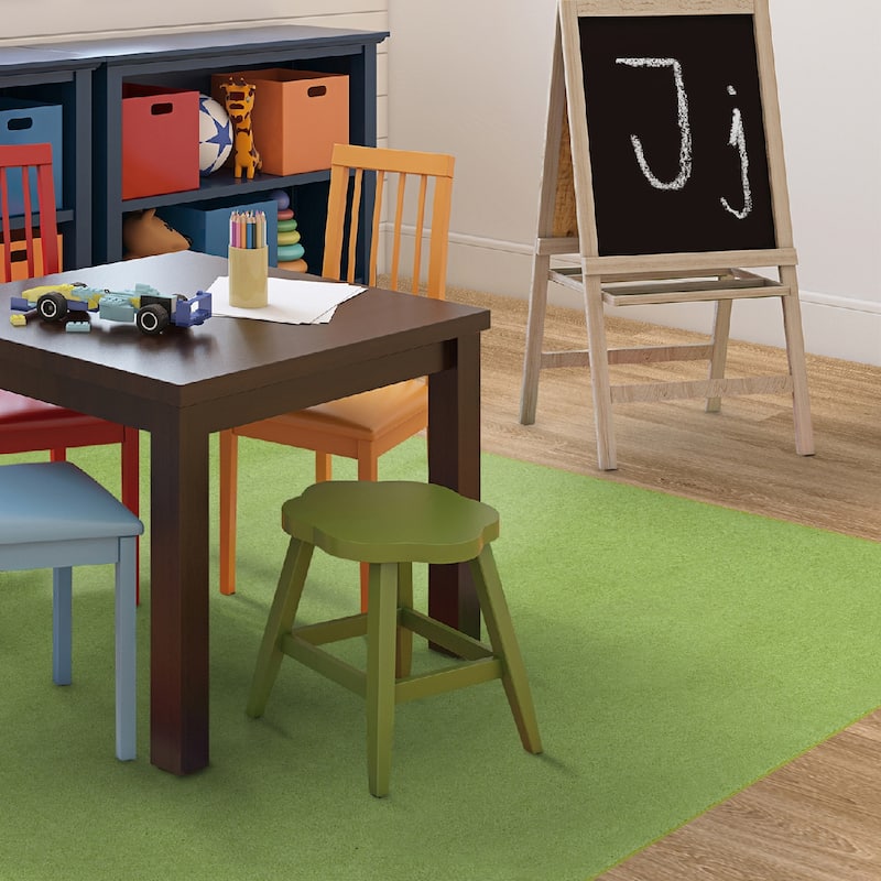 Just Kidding Educational Square Nylon Area Rug - 6' x 6' - Lime Green